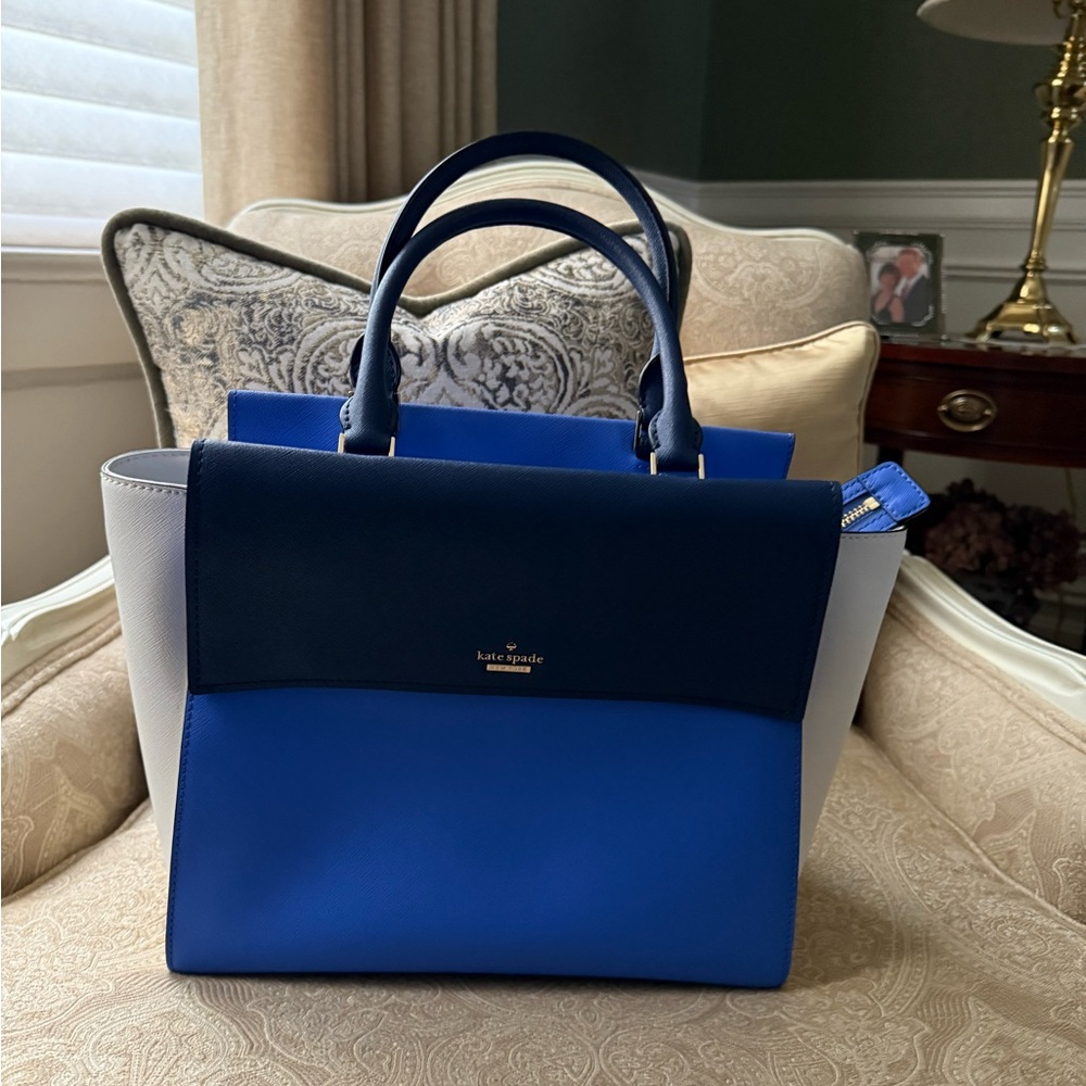 Kate Spade Navy and Cobalt Satchel